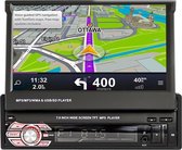TechU™ Autoradio met klapscherm T147 – 1 Din met Uitschuifbare Display – 7.0 inch Touchscreen Monitor – FM radio – Bluetooth – USB – AUX – SD – GPS Navigatie – Handsfree bellen – I