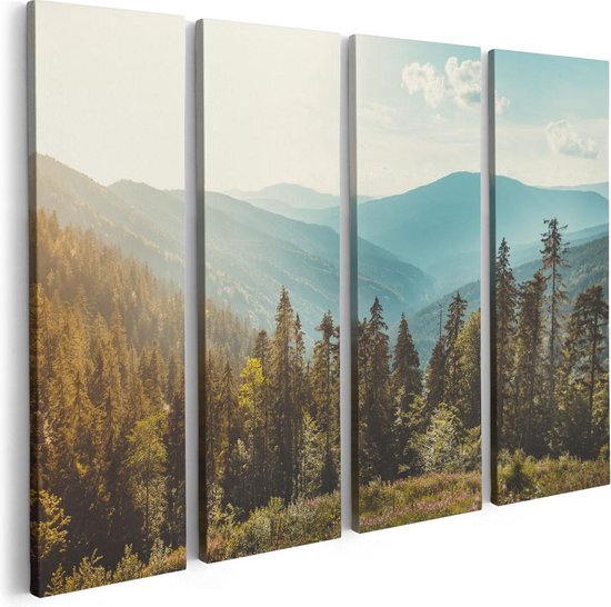 Artaza Tableau sur Toile Quadriptyque Forêt avec Arbres dans Les Hautes Montagnes - 80x60 - Photo sur Toile - Impression sur Toile
