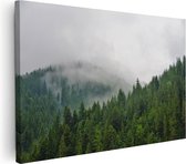 Artaza Canvas Schilderij Groen Bos Met Bomen Tijdens De Mist - 90x60 - Foto Op Canvas - Canvas Print - Muurdecoratie