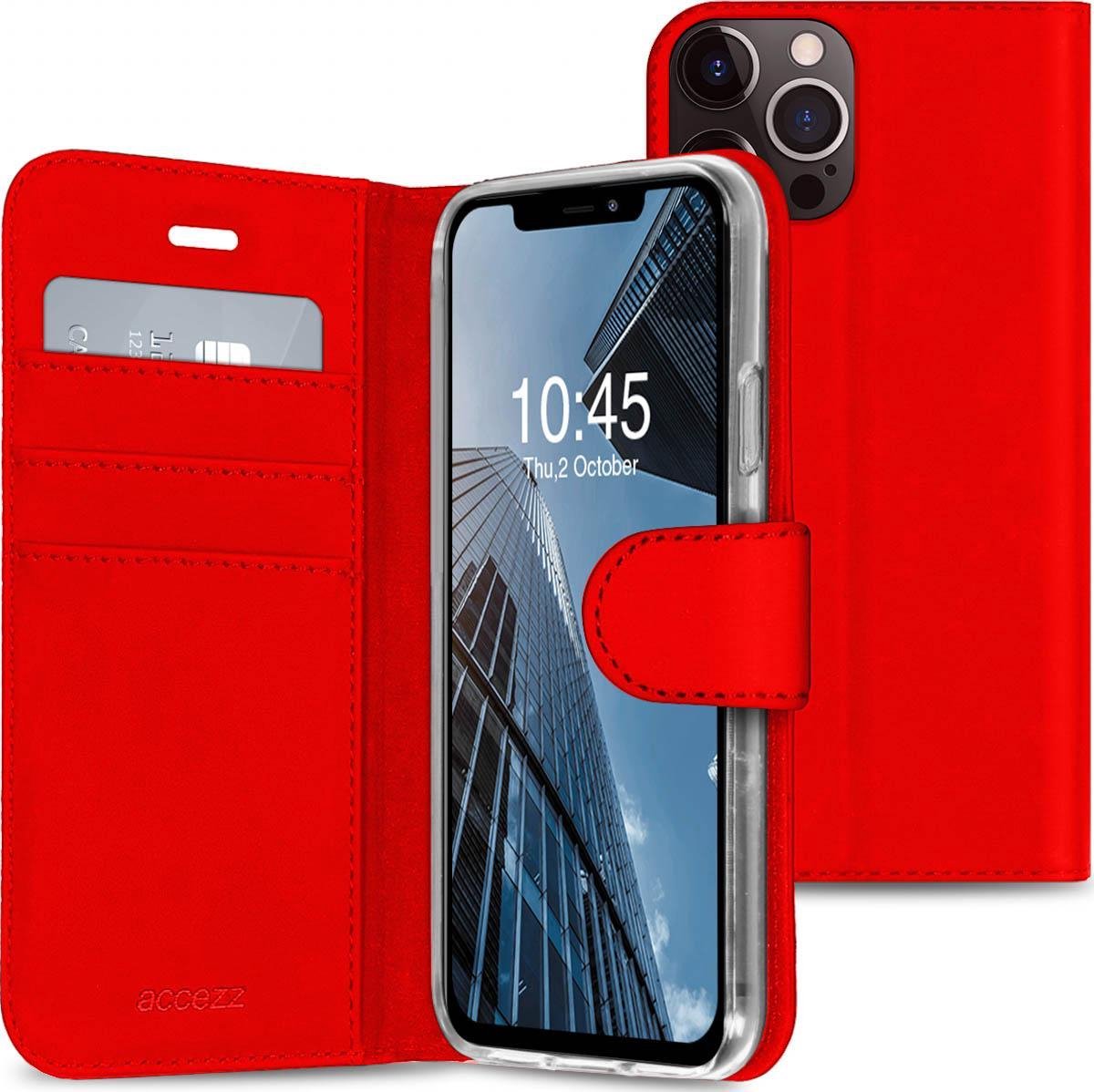 Accezz Hoesje Geschikt voor iPhone 13 Pro Hoesje Met Pasjeshouder - Accezz Wallet Softcase Bookcase - Rood