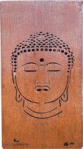 Wanddecoratie wandplaat metaal voor indoor en outdoor (Buddha) groot zwart cortenstaal 180 x 90 cm