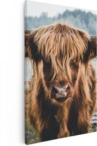Artaza - Peinture sur toile - Scottish Highlander Cow Head By A Lake - 80 x 120 - Groot - Photo sur toile - Impression sur toile
