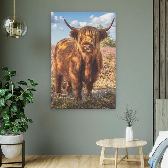 Artaza - Peinture sur toile - Vache Highlander écossaise dans le pâturage - 60 x 90 - Photo sur toile - Impression sur toile