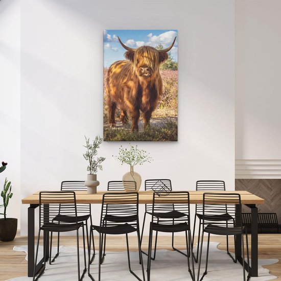 Artaza - Peinture sur toile - Vache Highlander écossaise dans le pâturage - 60 x 90 - Photo sur toile - Impression sur toile