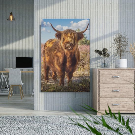 Artaza - Peinture sur toile - Vache Highlander écossaise dans le pâturage - 60 x 90 - Photo sur toile - Impression sur toile