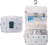 Fako Fashion® - Reis Toilettas Met Ophang Haak - Travel Bag - Organizer Voor Toiletartikelen - Reisartikelen - Travel Bag - Ophangbare Toilettas - Cactus Wit