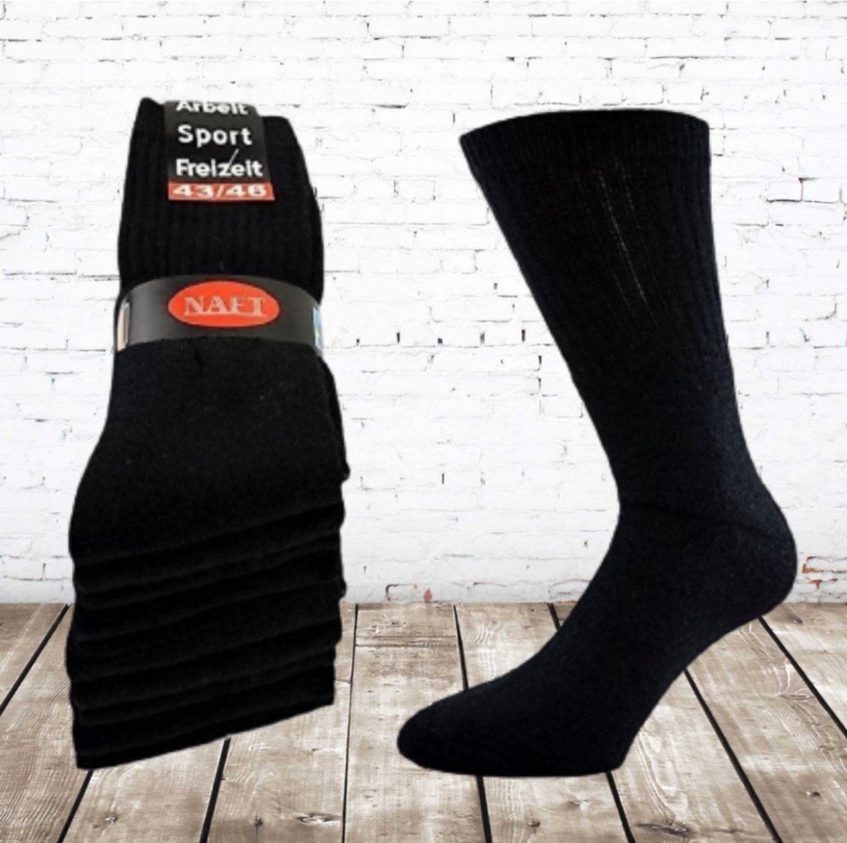 Naft zwarte sport sokken 10-paar -naft-43-46-sokken