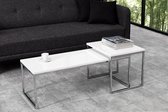 Set van 2 design salontafel White  100cm wit hoogglans chroom