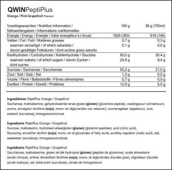 QWIN PeptiPlus - Sportdrank poeder - Orange 760g - QWIN
