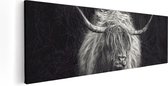 Artaza - Peinture sur toile - Vache Highlander écossaise - Zwart Wit - 60 x 20 - Photo sur toile - Impression sur toile