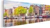 Artaza Canvas Schilderij Amsterdamse Huisjes Aan Het Water - 60x20 - Foto Op Canvas - Canvas Print