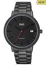 Q&Q heren horloge-datumaanduiding-antraciet kleurige kast en band- A486J402