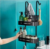 Opknoping Bad Planken-Badkamer Plank-Organizer-Shampoo Houder -Opslag Plank -Rek Badkamer -Mand Houder -Zwart  2 Tier