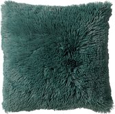 Dutch Decor FLUFFY - Kussenhoes 45x45 cm - superzacht - effen kleur - Sagebrush Green - groen - met rits - zonder binnenkussen