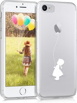 kwmobile telefoonhoesje voor Apple iPhone 7 - Hoesje voor smartphone in wit / transparant - Meisje met Ballon design