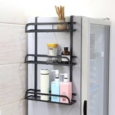 Adsorptie Koelkast Side Rack Wandmontage Multifunctionele Opslag Houder Keuken Papieren Handdoek Plank Rack Organizer 3 Tier