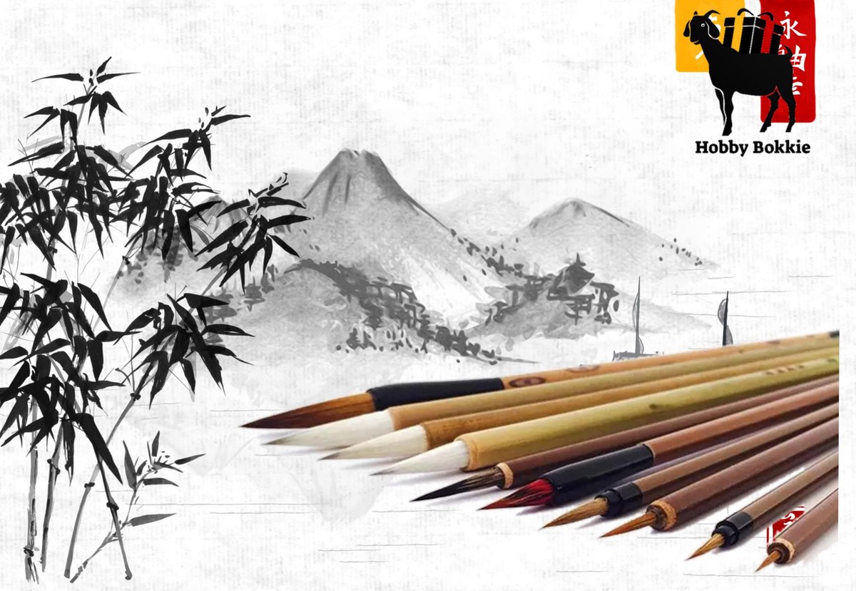 Hobby Bokkie 11 authentieke bamboe en hout detail penselen - kwasten voor Chinese... | bol.com