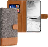 kwmobile telefoonhoesje voor Xiaomi Redmi Note 10 Pro - Hoesje met pasjeshouder in lichtgrijs / bruin - Case met portemonnee