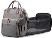 Little Riots Multifunctionele Rugzak Luiertas - Grijs - Uitvouwbaar Reiswieg  - inclusief Verschoon matje - geïsoleerde flessenhouder - USB poort - 2 Buggy straps