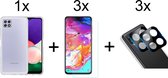 Samsung Galaxy A22 5G hoesje siliconen case transparant cover - 3x Samsung A22 5G Screen Protector + 3x Camera Lens Screenprotector