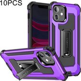10 PCS Knight Jazz PC + TPU schokbestendige beschermhoes met opvouwbare houder voor iPhone 11 (paars)