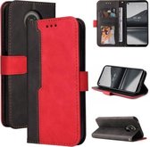 Voor Nokia 3.4 / 5.4 Zakelijke stiksels-kleur Horizontale Flip PU-lederen hoes met houder en kaartsleuven en fotolijst (rood)