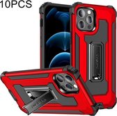 10 PCS Knight Jazz PC + TPU schokbestendige beschermhoes met opvouwbare houder voor iPhone 12 / 12 Pro (rood)