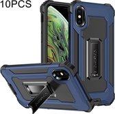 10 PCS Knight Jazz PC + TPU schokbestendige beschermhoes met opvouwbare houder voor iPhone XS / X (blauw)