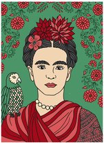 Frida Kahlo - A4 - Notitieboek - Groen - FridaKahlo - Softcover - Elastiek - Dagboek - Werk - Studie - School - Schoolspullen - Cadeau
