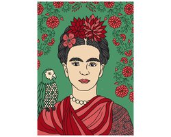 HappyBook - Frida Kahlo - A4 - Notitieboek - Groen - Softcover - Elastiek - Dagboek - Werk - Studie - School - Cadeau - Journaling - Schrijven - Pen - Papier - Schrift - Softcover - Schrijfboek - Journal - Diary - Relatiegeschenk - Zakelijk - Notes
