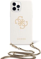Limited Edition Guess wit soft touch silicone hoesje met koord iPhone 12 Pro Max