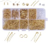 Do It Yourself (DIY) pakket, met goudplated onderdelen voor het maken van oorbellen.