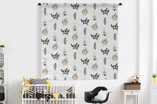 Tapisserie - Tapisserie - Hibou - Citation - Motif - 180x180 cm - Tapisserie