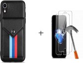 GSMNed – Leren telefoonhoes Zwart – Luxe iPhone XR hoesje – magneetsluiting – pasjeshouder – Portemonnee – Zwart – met screenprotector