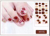 teen nagel stickers nailart rood rose goud rode klaproos nail art sticker kalknagel verbergen teennagel H115