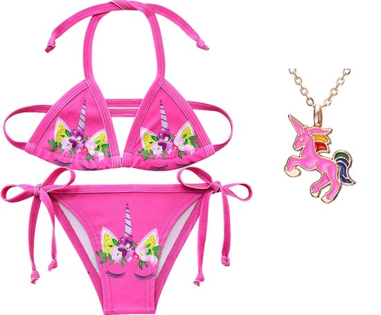 Eenhoorn bikini Unicorn bikini roze jaar + ketting Eenhoorn jurk verkleedkleding