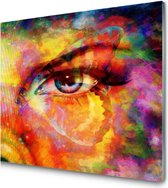 Glasschilderij Butterflies and woman eye, mixed medium| 4 mm veiligheidsglas | 60 x 60 cm | Blind ophangsysteem | Glazen schilderijen