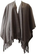 Luxe dames omslagdoek poncho antraciet - 180 x 140 cm - Dameskleding accessoires grote omslagdoeken/poncho's van fleece