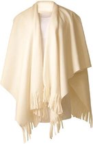 Luxe dames omslagdoek poncho wit - 180 x 140 cm - Dameskleding accessoires grote omslagdoeken/poncho's van fleece