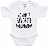 Mommys favourite human tekst baby rompertje wit jongens en meisjes - Kraamcadeau/ Moederdag - Babykleding 68 (4-6 maanden)