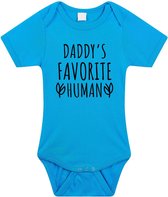 Daddys favourite human tekst baby rompertje blauw jongens - Kraamcadeau - Vaderdag - Babykleding 68 (4-6 maanden)