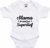 Mama superlief tekst baby rompertje wit jongens en meisjes - Kraamcadeau/ Moederdag cadeau - Babykleding 80 (9-12 maanden)