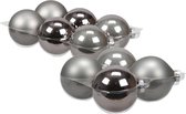 20x boules de Noël en verre gris titane 8 et 10 cm mat/brillant - Décorations de Noël de Noël / Décorations de sapin de Noël
