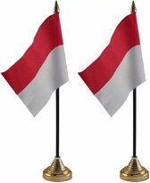 4x morceaux de drapeau de table Indonésie 10 x 15 cm avec standard - Décoration drapeau de Landen
