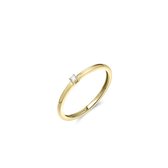 Jewels Inc. - Ring - Solitiare gezet met Zirkonia - 2mm Breed - Maat 52 - 14 Karaat Geelgoud
