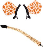 Dieren verkleed set giraffe staart en oortjes - Dierenpak accessoires voor kinderen