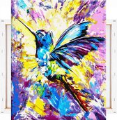 Schilderen Op Nummer Volwassenen DIY Paint By Number Compleet Hobby Pakket op Frame met Vernis - ®Arty Bee - Kolibrie 40x50cm