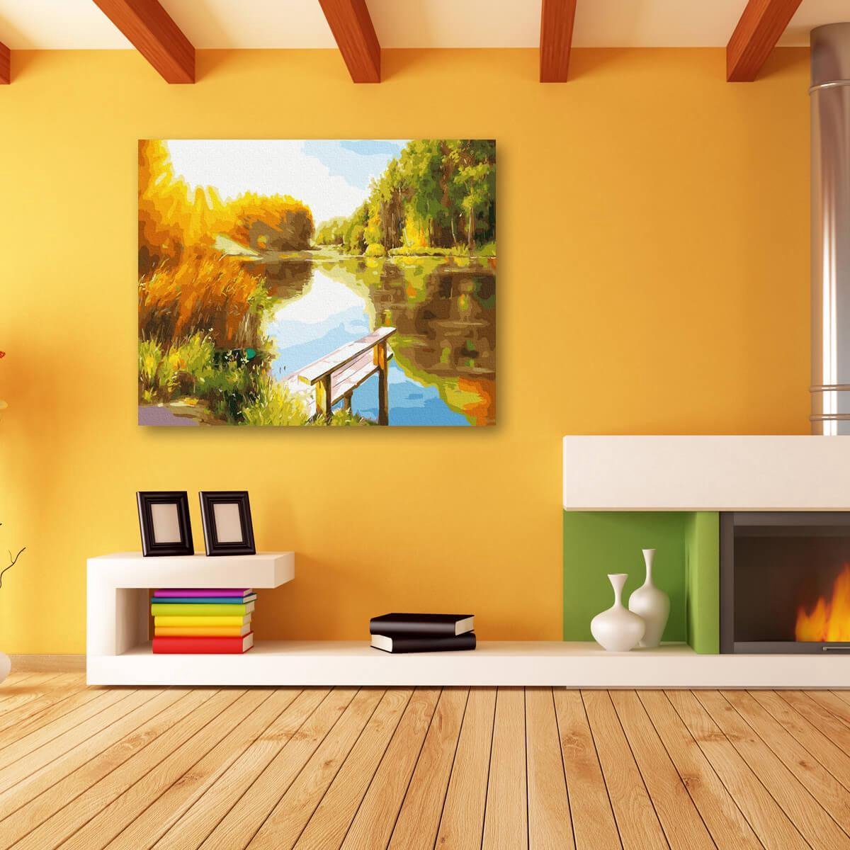 Schilderen Op Nummer Volwassenen DIY Paint By Number Compleet Hobby Pakket op Frame met Vernis - ®Arty Bee - Natuurlijke Spiegel 50x40cm — afbeelding 6