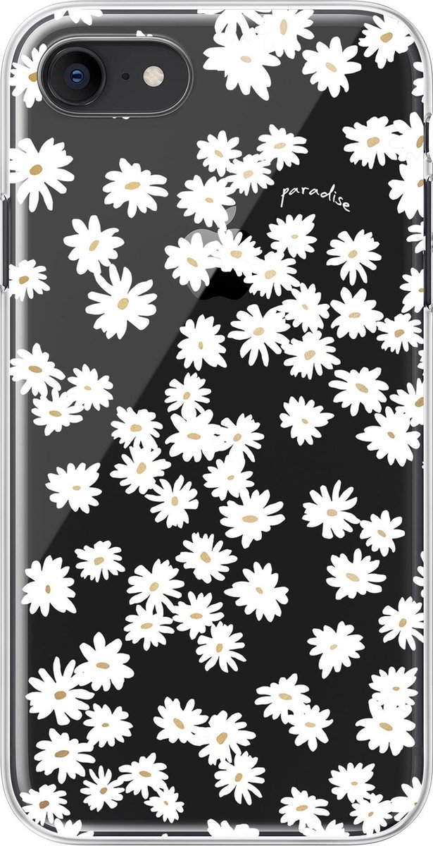 Paradise Amsterdam 'Daisy Dreams' Clear Case - iPhone 7 / 8 / SE (2020) doorzichtig telefoonhoesje met tropische bloemen madeliefjes print