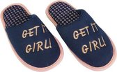 Pantoffels Slippers Get It Girl - Roze / Blauw - Maat 31 / 32 - Pantoffels Dames – Pantoffels meisjes - Warme pantoffels – Sloffen - Sloffen dames – Sloffen meisjes – Winter - Kers